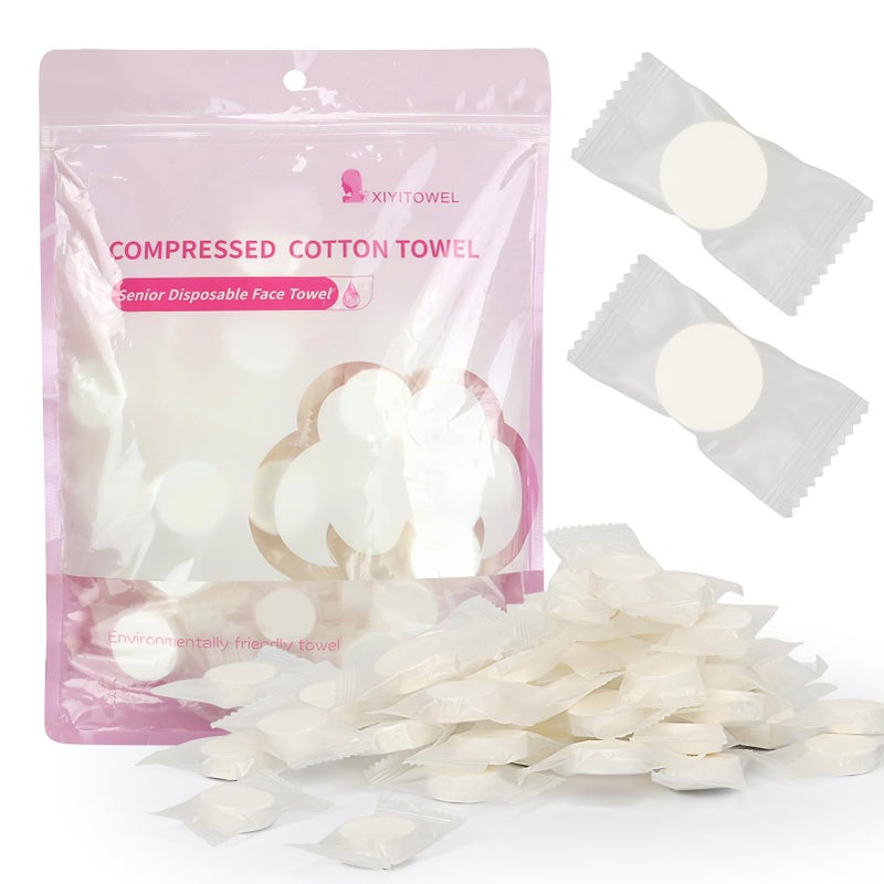 Classycoo Compressed Towel 50 Pack Mini Tablets Disposable Portable Face Towel Cotton Coin Tissue for Travel Camping Hiking Sport Beauty Salon Home Hand Wipes Outdoor ActivitiesPink Thick